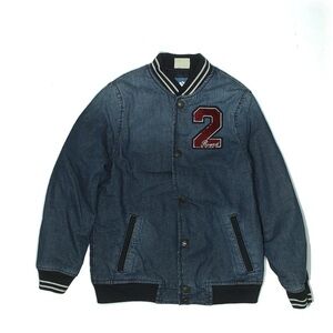 Zara Boys Denim Varsity Jacket Size 9–10 (140 cm) “Rule Breaker 75”